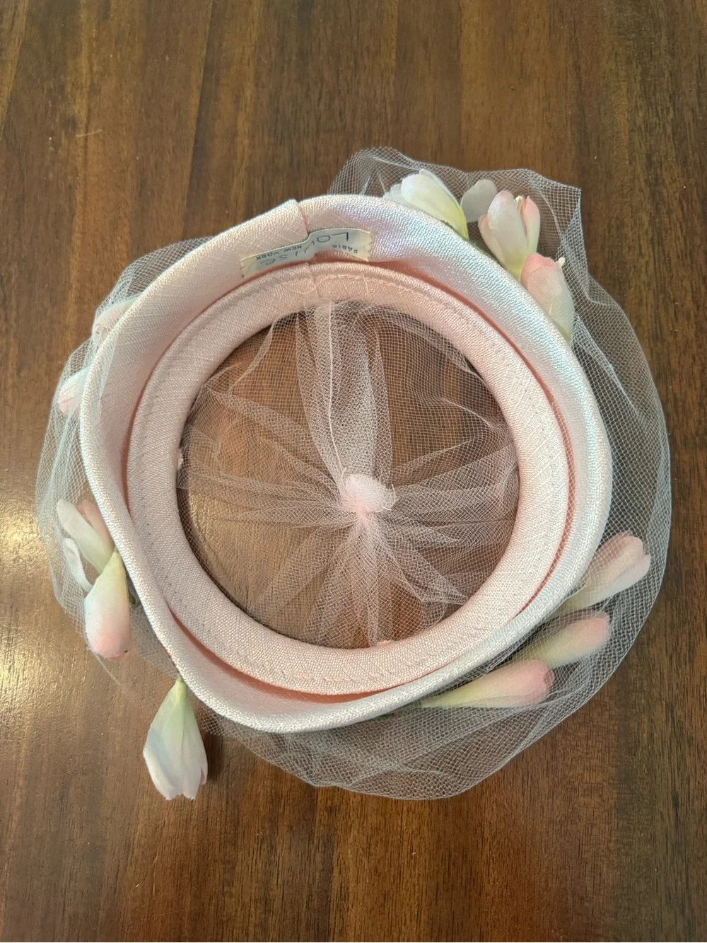 Vintage Louise Paris New York Pink Lily Halo Hat Birdcage Veil